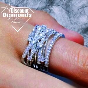 Clear White Sapphire Cocktail Ring on 925 Sterling Silver